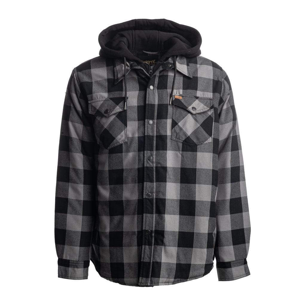Quilted Flannel Jacket with Hood - TK-1687GRY
